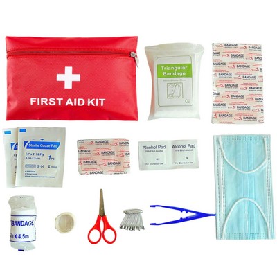 Emergency First Aid Kit Packed In Red Pouch