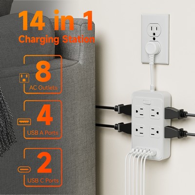 Smart Power Strip Fast Charging 14-in-1 Charging Station