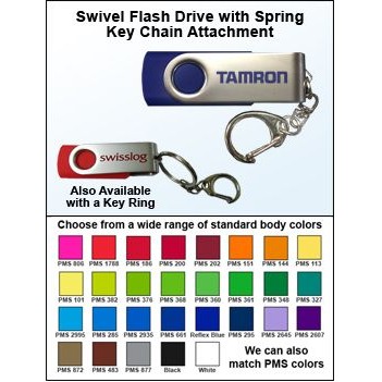 16 GB Swivel Flash Drive w/Spring Key Chain Attachment