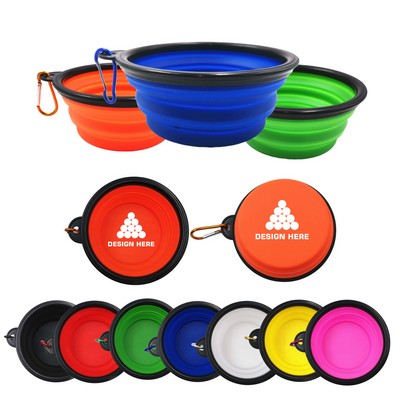 Expandable Collapsible Pet Dog Bowl W/Carabiner