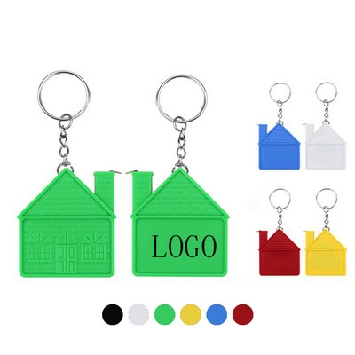 2" ABS House Shaped Measure Tape Keychain w/39" Length