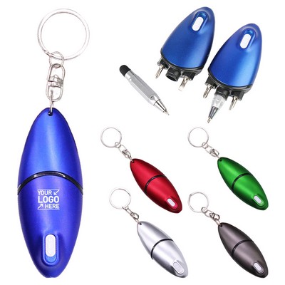 5-in-1 Multitool Pen with LED Light Screwdriver Stylus & Keychain