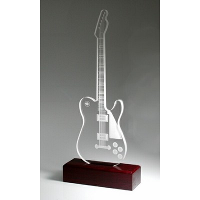 Acrylic Electric Guitar Award w/Wooden Base
