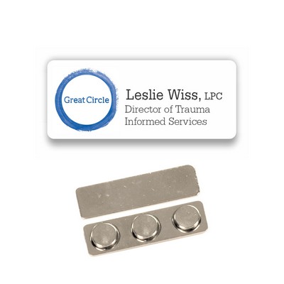 Name Badge - White Metal, 3X1.25 Inches. Full Color