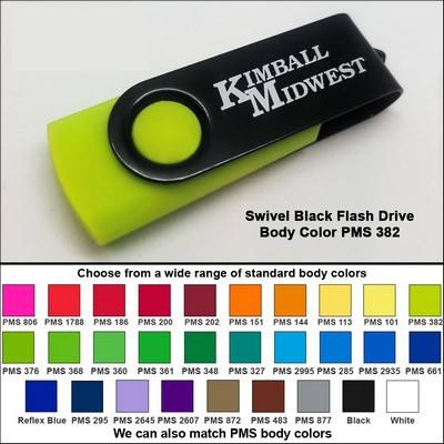 Swivel Black/Lime Green Flash Drive (128 MB Memory) - Body PMS 382