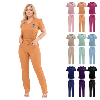 Women's Summer Bow-Knot Scrub Set / Beauty Salon Workwear