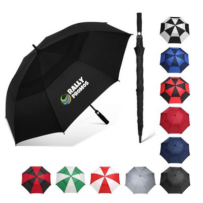 40" Double Layer Golf Umbrella Extra Large Fiber Straight Handle