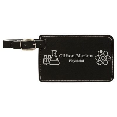 Leatherette Luggage Tag (Black/Silver)