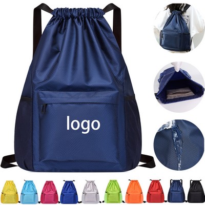 Drawstring Backpack w/Large Pocket