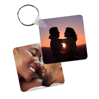 Both Side Full Color Printed Square Wooden Keychain