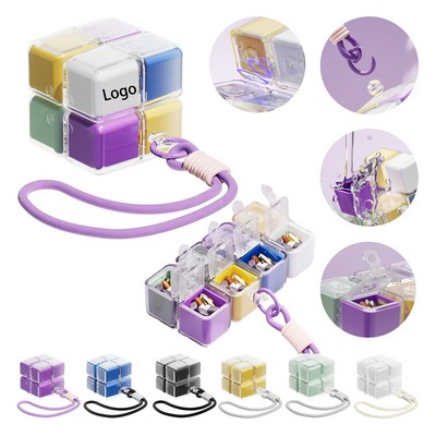Magnetic Cube-Shaped Medicine Box With Handle