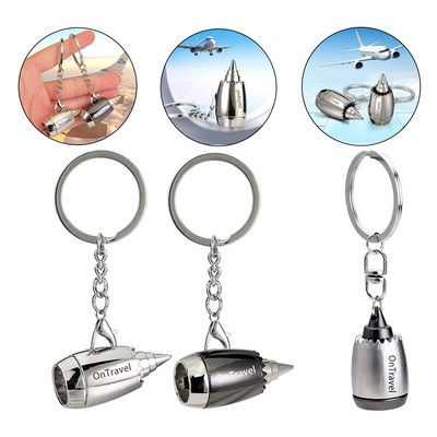3D Plane Engine Metal Keychain