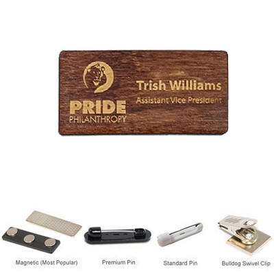 2.125" x 3.375" Engraved Wood Name Badge