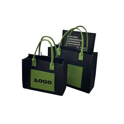 Color Blocked Felt Hand-Held Small Handbag