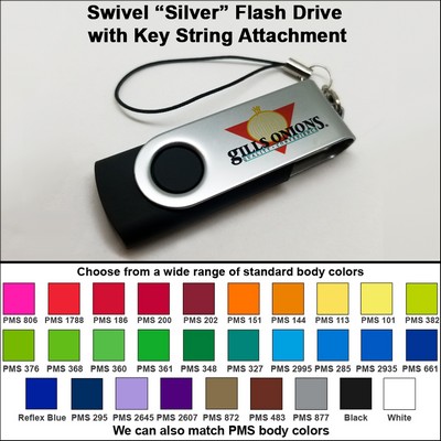 32 GB Swivel "Silver" Flash Drive w/Key String Attachment