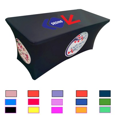Custom 6' 230G Full Color Upscale Hotel Restaurant Elastic Table Cover