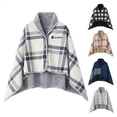Wearable Blanket Fleece Wrap Shawl Poncho Blanket