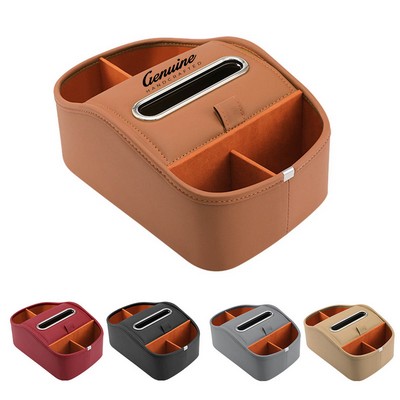 PU Leather Car Armrest Organizer with Multiple Pockets