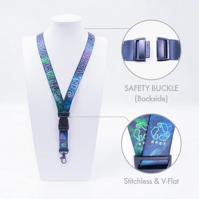 1" V-Flat™ 3-Piece Sublimated RPET Lanyard
