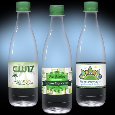16.9 Oz. Spring Water Full Color Label, Clear "Glastic" Bottle w/Green Cap