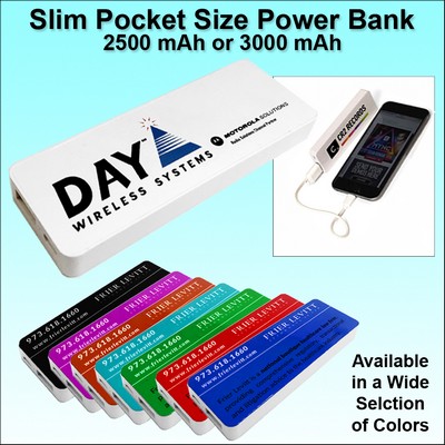 Pocket Size Power Bank 3000 mAh - White