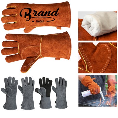 Leather BBQ Heat Resistant Gloves