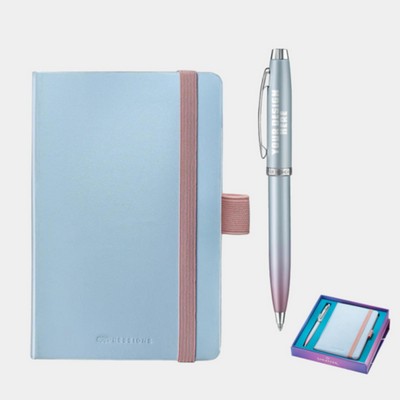 SHEAFFER® Executive Gift Set 9376 Blue and Pink Pearlised Gradient Ballpoint Pen w/ Small Notebook