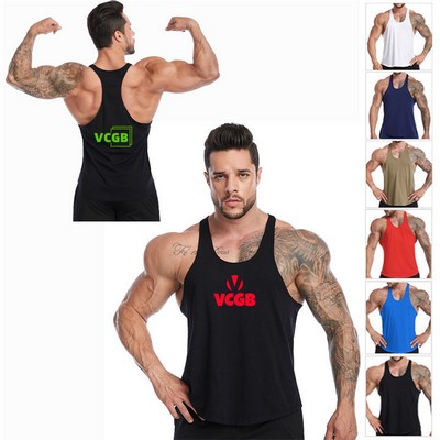 Men's Fitness Gym Singlet Bodybuilding Stringers Sleeveless Y-Back Tank Top