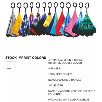 48" Arc Inverted Umbrella, random assortment patterns and colors