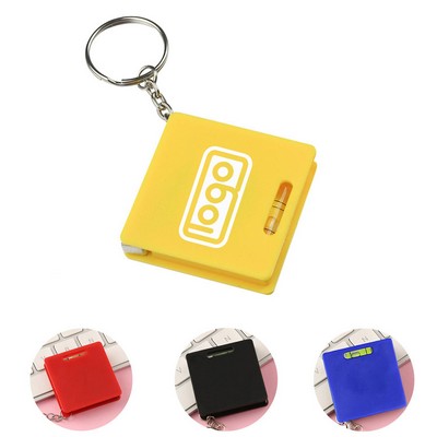 Square Steel Tape Measure Keychain with Level