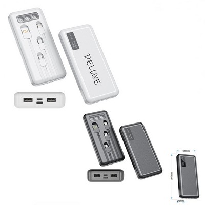 10000 mAh Charger with 4 Built-in Cable