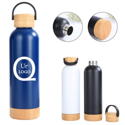 18Oz Sport Water Bottle W/ Bamboo Lid And Bottom