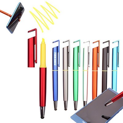 Highlighter Stylus Pen With Twist Action & Phone Stand