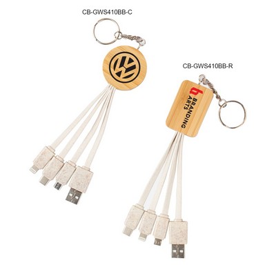 Eco Friendly Bamboo and Wheat Straw 4-in-1 Charging Cable