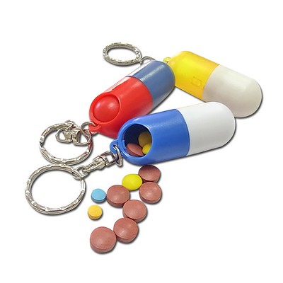 Capsule Pill Box Keychain