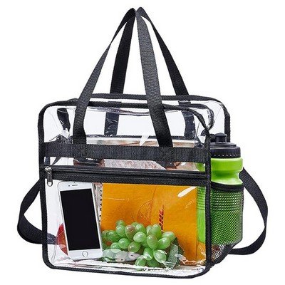 Clear Tote Bag with Zipper Pocket and Shoulder Stripe