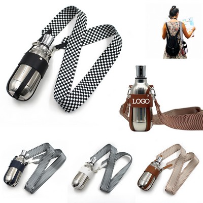Pu Leather Water Bottle Holder With Strap