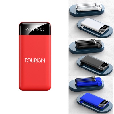 10000 mAh Charger with 4 Built-in Cable