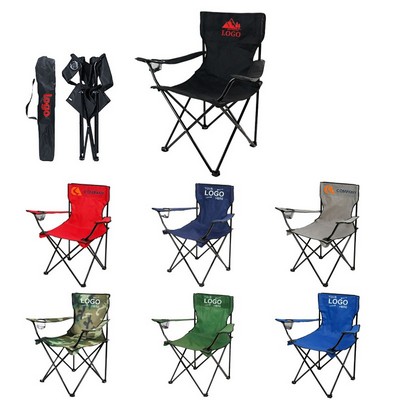 Portable Folding Chair w/ Cup Holders & Carry Bag