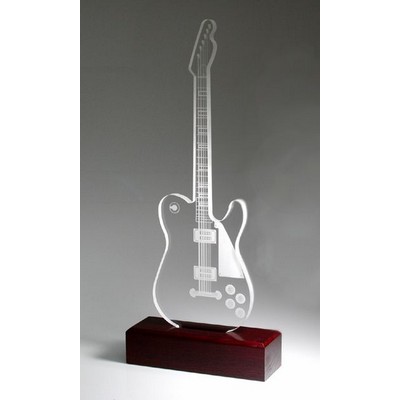 Acrylic Guitar Award w/Wooden Base