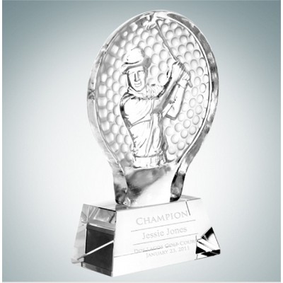 8 1/4" Male Golfer Champion Optical Crystal Molten Glass Award