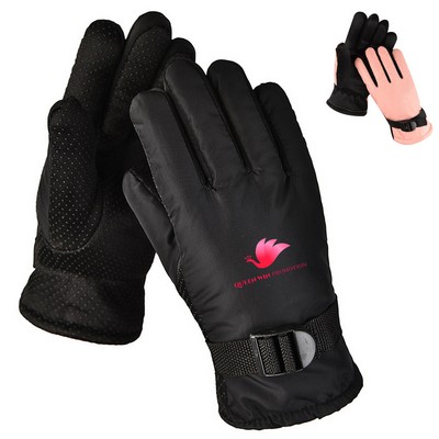 Black Water-Resistant Winter Gloves with Grip