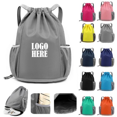 Drawstring Backpack With Mesh Pocket