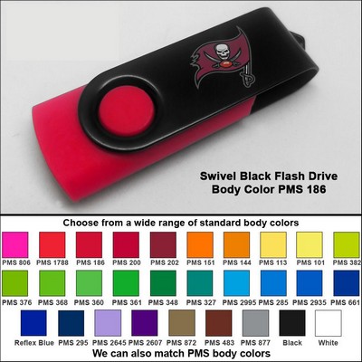 Swivel Black/Red Flash Drive (256 MB Memory) Body PMS 186