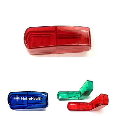 Compact Pill Box with Easy Tablet Splitter for Travel