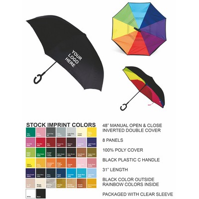 48" Arc manual open/close, inverted/double cover - rainbow inside