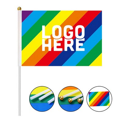 New Pride Rainbow Hand Stick Flags