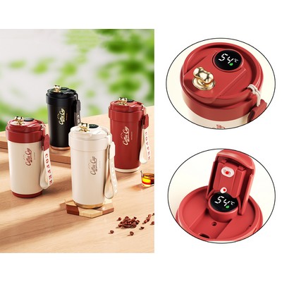 15 Oz/450ml Smart LED Coffee Cup Insulated Water Bottle Tumbler Cup W/ Digital Temperature Display