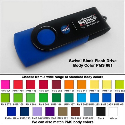 Swivel Black Flash Drive - 512 MB Memory - Body PMS 661