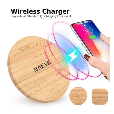 Qi Charger 10W Bamboo Wireless Charging Pad